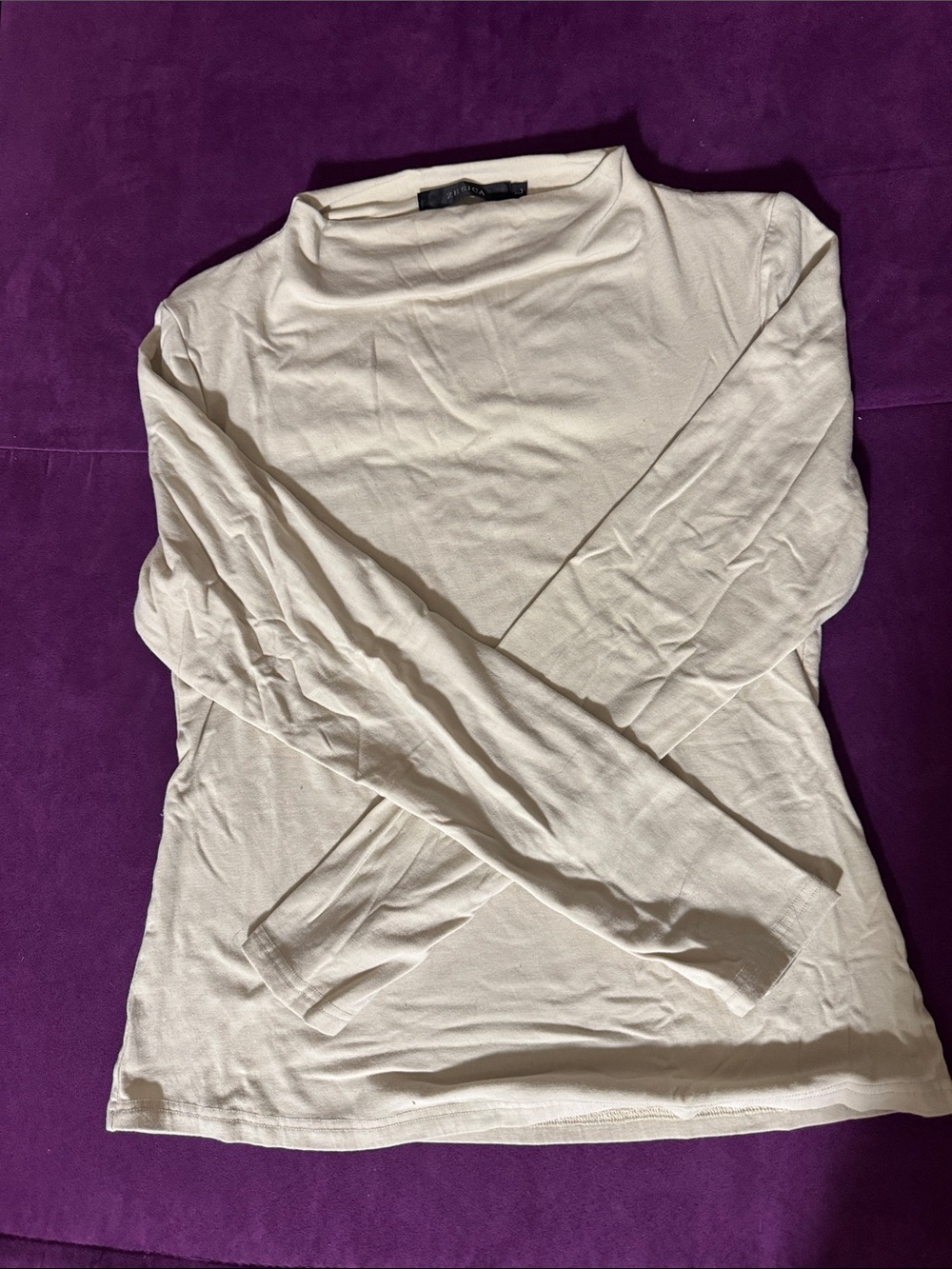 Cream Cowl Neck Long-Sleeve Women's Sweater